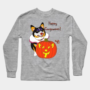 Bookie Boo the Corgi Clown - Happy Corgoween Long Sleeve T-Shirt